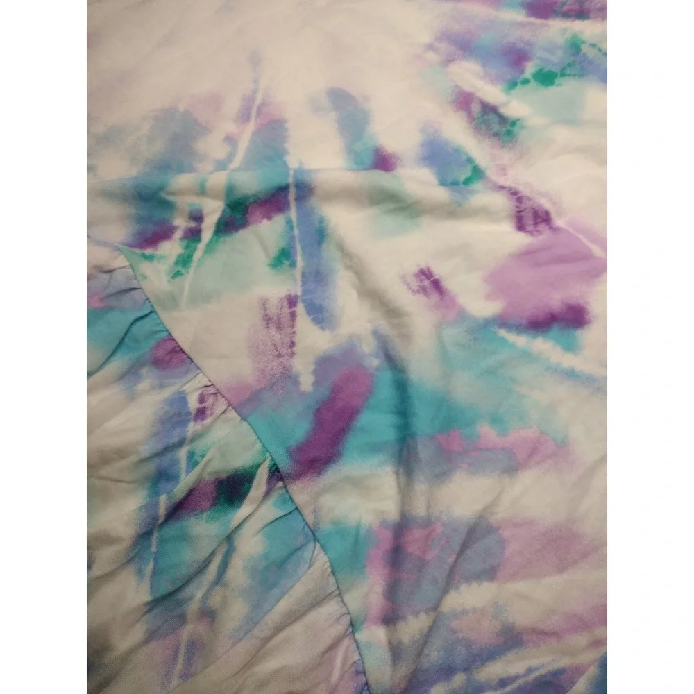 The Childrens Place Girls Tie Dye Strappy Tiered Ruffle Dress Purple Teal XXL 16 - Picture 2 of 5